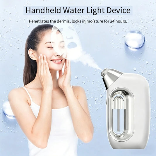 Handheld High Pressure Hydrating Facial Steamer Nano Ionic Mist Sprayer 5ml Detachable Essence Bottle Long-lasting Moisture Lock