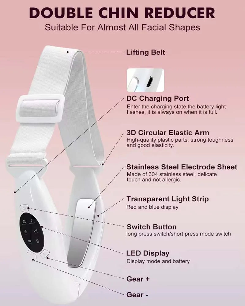 V Face Lifting Device LED Photon Therapy Vibration Facial Massager Face Slimming Double Chin Removal Lift Belt Skin Care