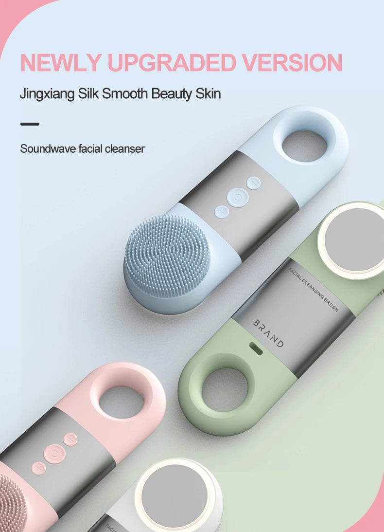 Hot Cold Facial Cleansing Brush Waterproof Face Scrubber Device Rechargeable Face Brush Electric Silicone Face Exfoliating Tool