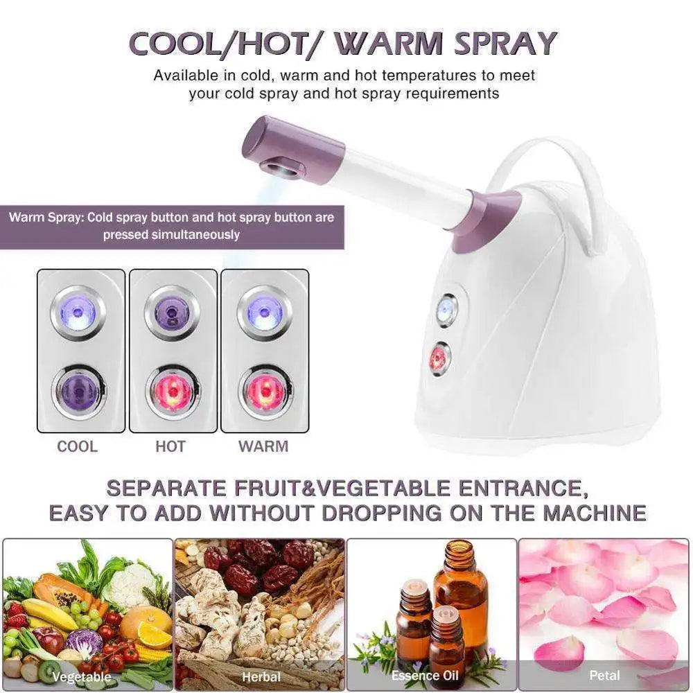 Facial Steamer Hot Cold Warm Mist Humidifier Face Deep Cleaning Vaporizer Nano Ionic Sprayer Salon Home Ozone Skin Moisturizer