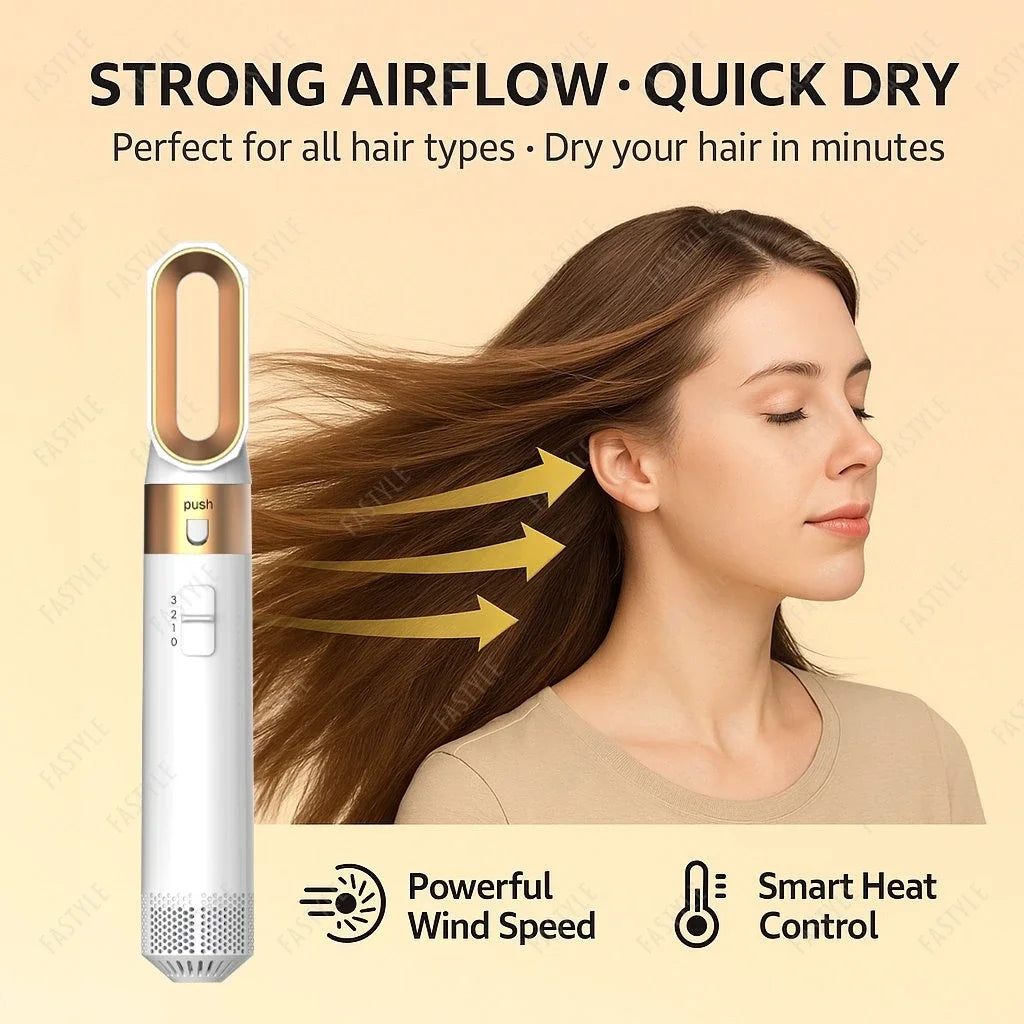 5 In 1 Hair Dryer And Styler Kit With Professional Hot Air Brush Curling Iron Hair Straightener For Curling And Straightening