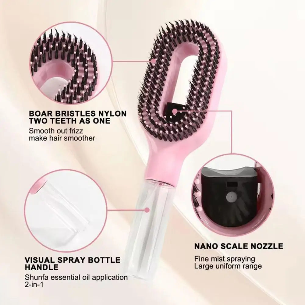 2in1 Sprayer Comb Reusable Water Spray Hair Paddle Brush Soft Bristle Detangler Comb for Daily Hair Moisturizing Styling