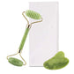 Natural quartz jade roller facial massager with guasha board Green Pink black kits for face neck roller massage