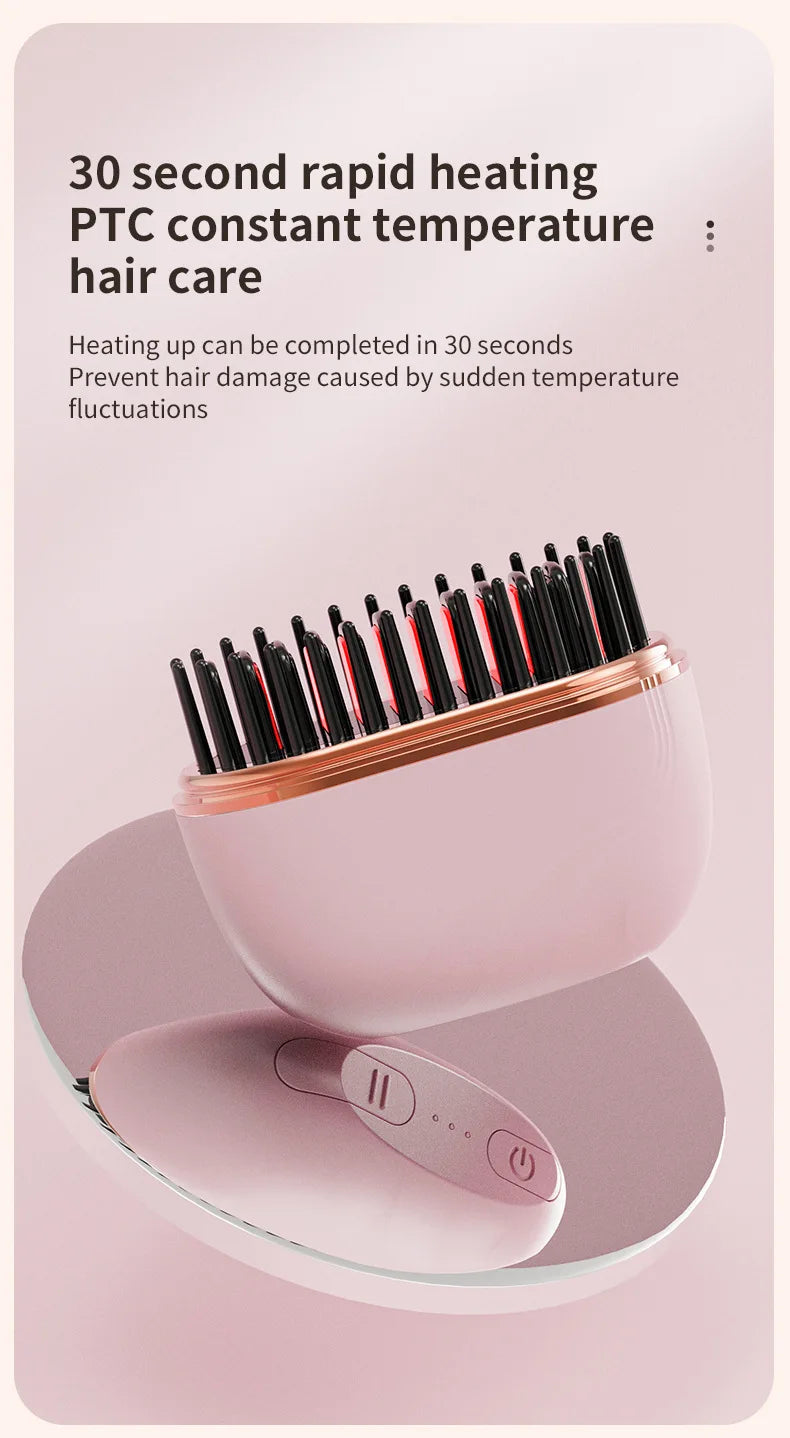 2026 New Mini Straightener Rechargeable Portable Hair Straightener Brush Anti-Scald Shell Cordless USB Charging Straighteners