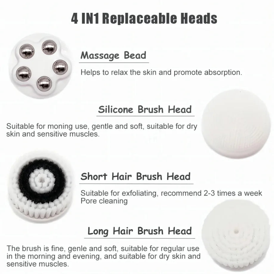 Waterproof IPX7 Electric Facial Cleansing Brush Electric Deep Cleaning Removal Blackhead Pore Exfoliator Face Massager Device