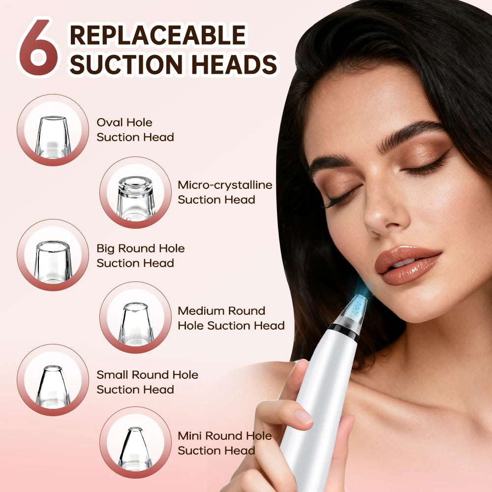 Blackhead Remover Facial Pore Cleaner 3 Suction Power Electric Pimple Acne Extractor Tool Face & Nose Whiteheads Vacuum Removal