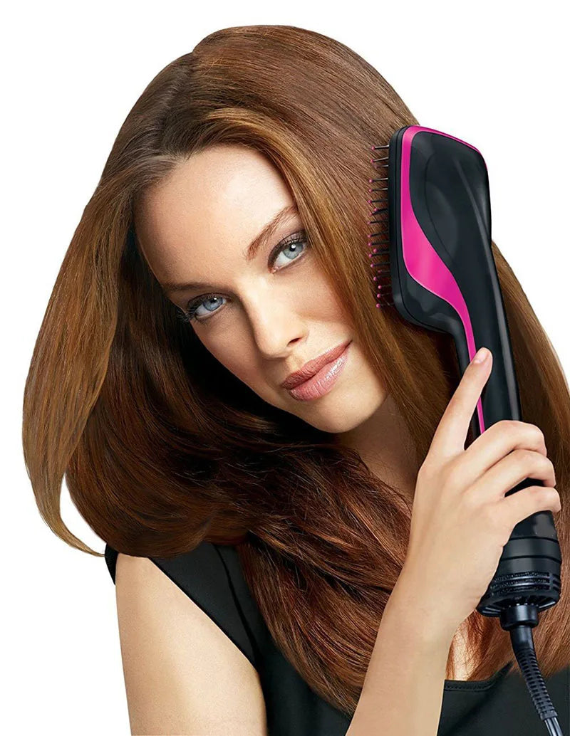 Hot Sale One Step  Hair Comb Negative Ion Hair Dryer Brush Curling Straight Wet And Dry Straight Curler Hot Air Comb
