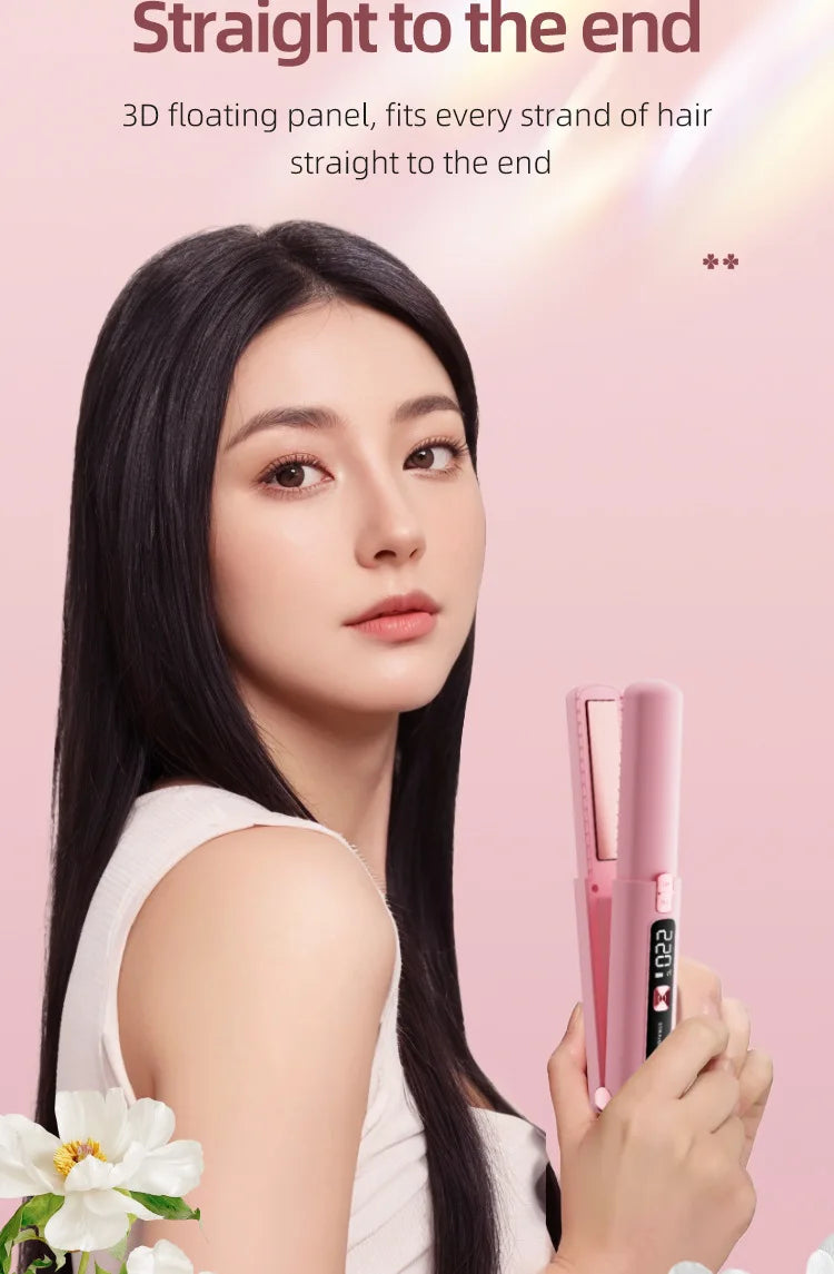 TINSOL New Mini Wireless Straightener Portable Curler, Multi-Function Professional Hair Styling Tool 6 Temperature Settings