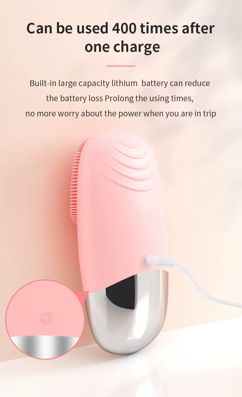 Square Electric Facial Cleansing Brush Silicone Rechargeable Introducer Beauty Device Ultrasonic Face Cleaning Massage Tool