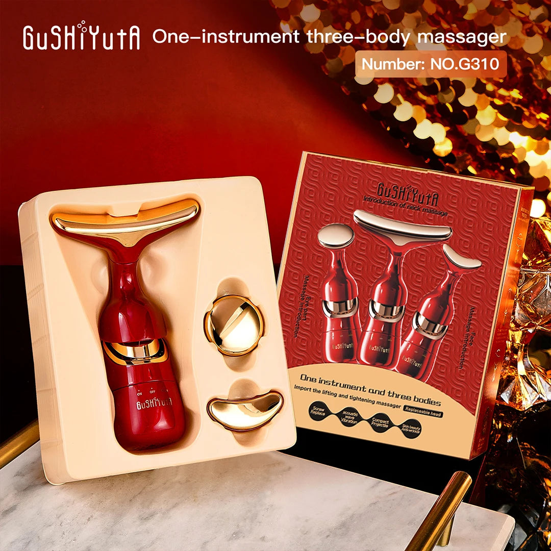 3 In 1 Face Massager Neck Facial Eye Massage Introducer Microcurrent Skin Rejuvenation Anti Aging Beauty Device BEAUTY TOOLS