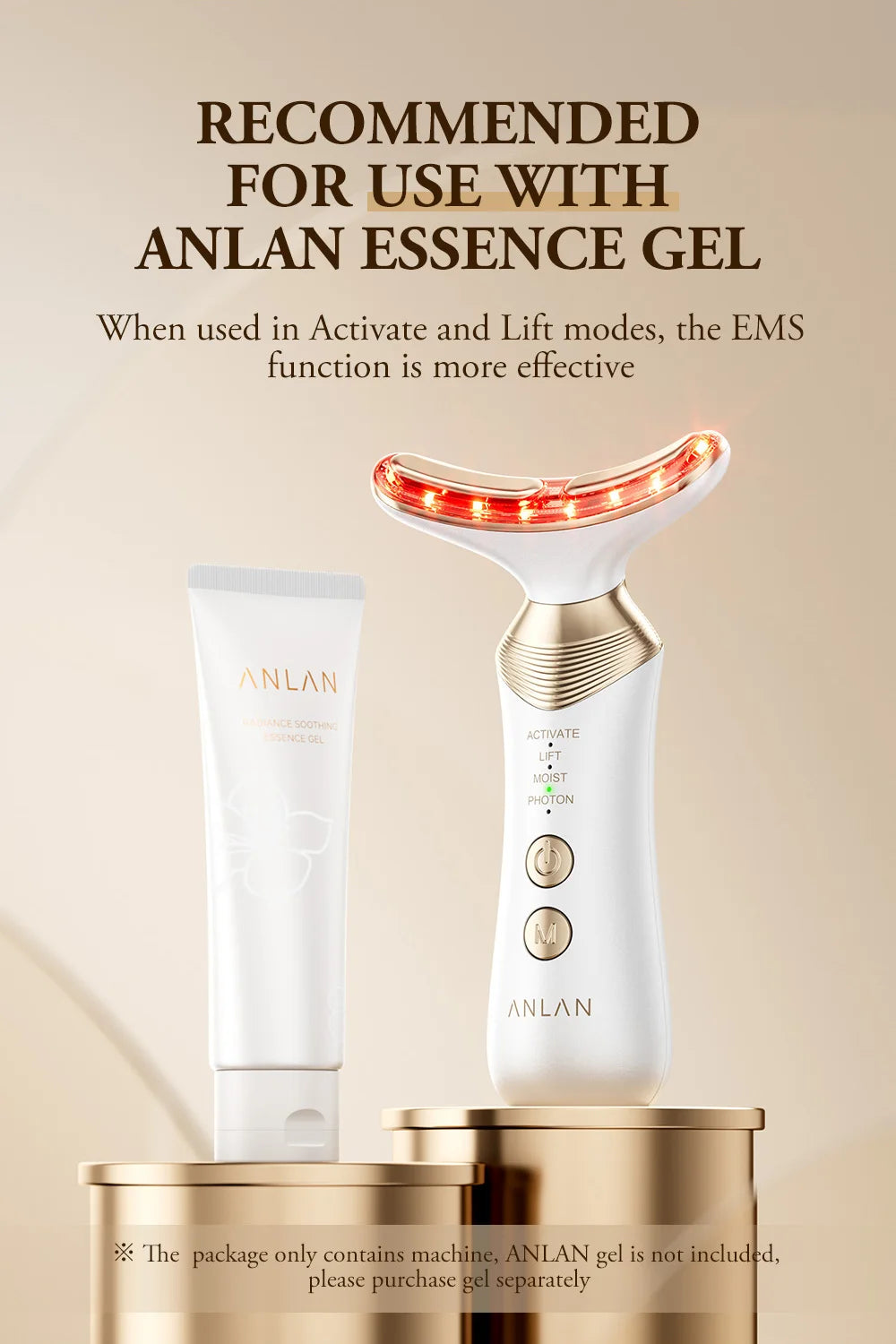 ANLAN Dual Polar Neck Beauty Device with 24K Gold Anti-aging Remove Double Chin Facial Lifting 5 Color LED Warm Facial Massager