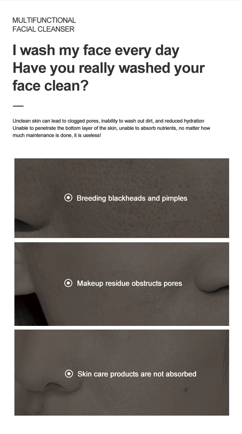 Hot Cold Facial Cleansing Brush Waterproof Face Scrubber Device Rechargeable Face Brush Electric Silicone Face Exfoliating Tool
