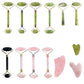 Natural quartz jade roller facial massager with guasha board Green Pink black kits for face neck roller massage