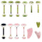Natural quartz jade roller facial massager with guasha board Green Pink black kits for face neck roller massage