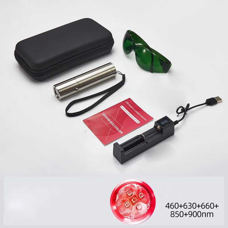Blue & Red Light Therapy Device with 5 Wavelengths Near Infrared 900nm Light Therapy for Body Relief Acne Treatment Skin Health