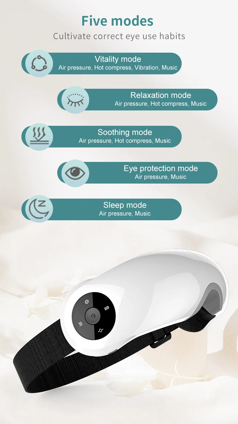 Smart Airbag Vibration Eye Massager Heating Bluetooth Music Eye Care Instrumen Hot Compress Relieves Fatigue And Dark Circles