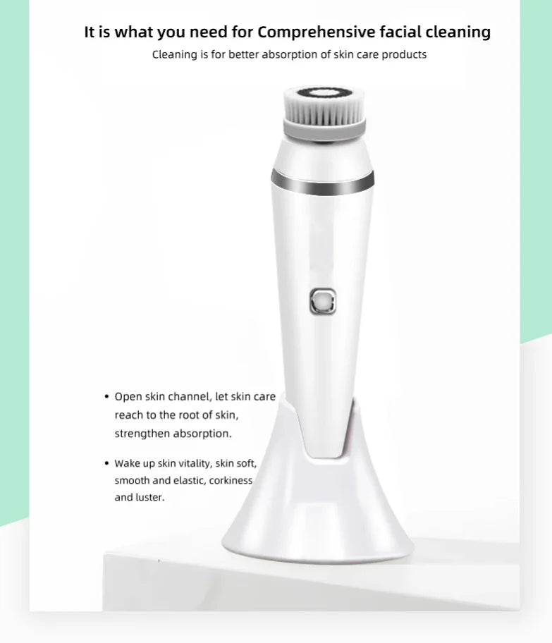 Waterproof IPX7 Electric Facial Cleansing Brush Electric Deep Cleaning Removal Blackhead Pore Exfoliator Face Massager Device