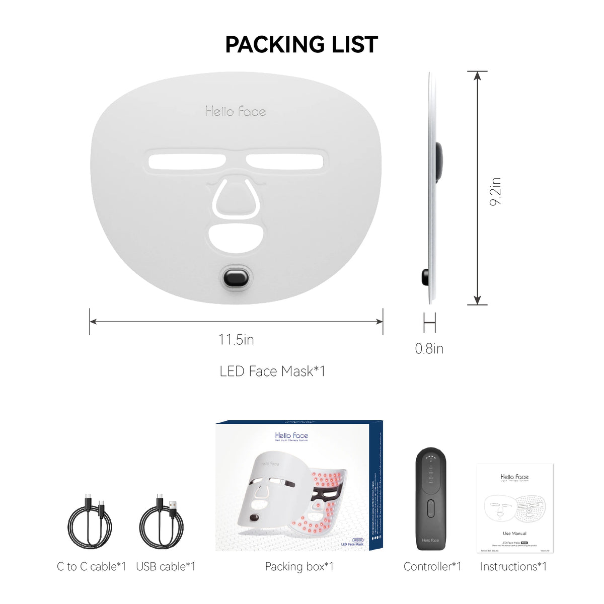 Hello Face 510K Wireless Near-Infrared and Red Light Therapy Facial Mask For Powerful Anti-ageing Professional Ultra-light Mask