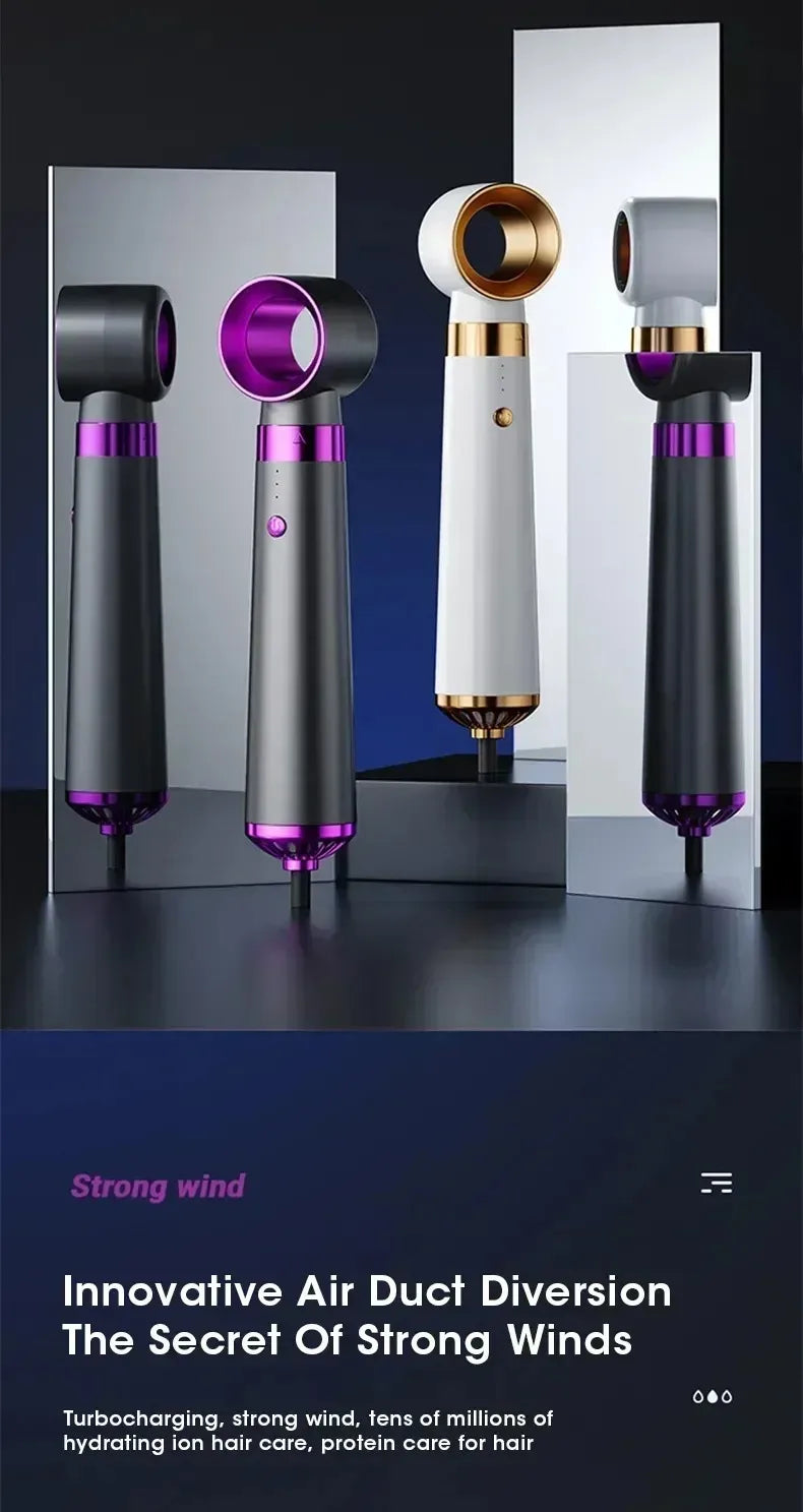 5-in-1 Hair Dryer with Straightener and Curler for Home Travel Salon Use, 110V/220V Negative Ion Fast Drying Styler Strong Wind