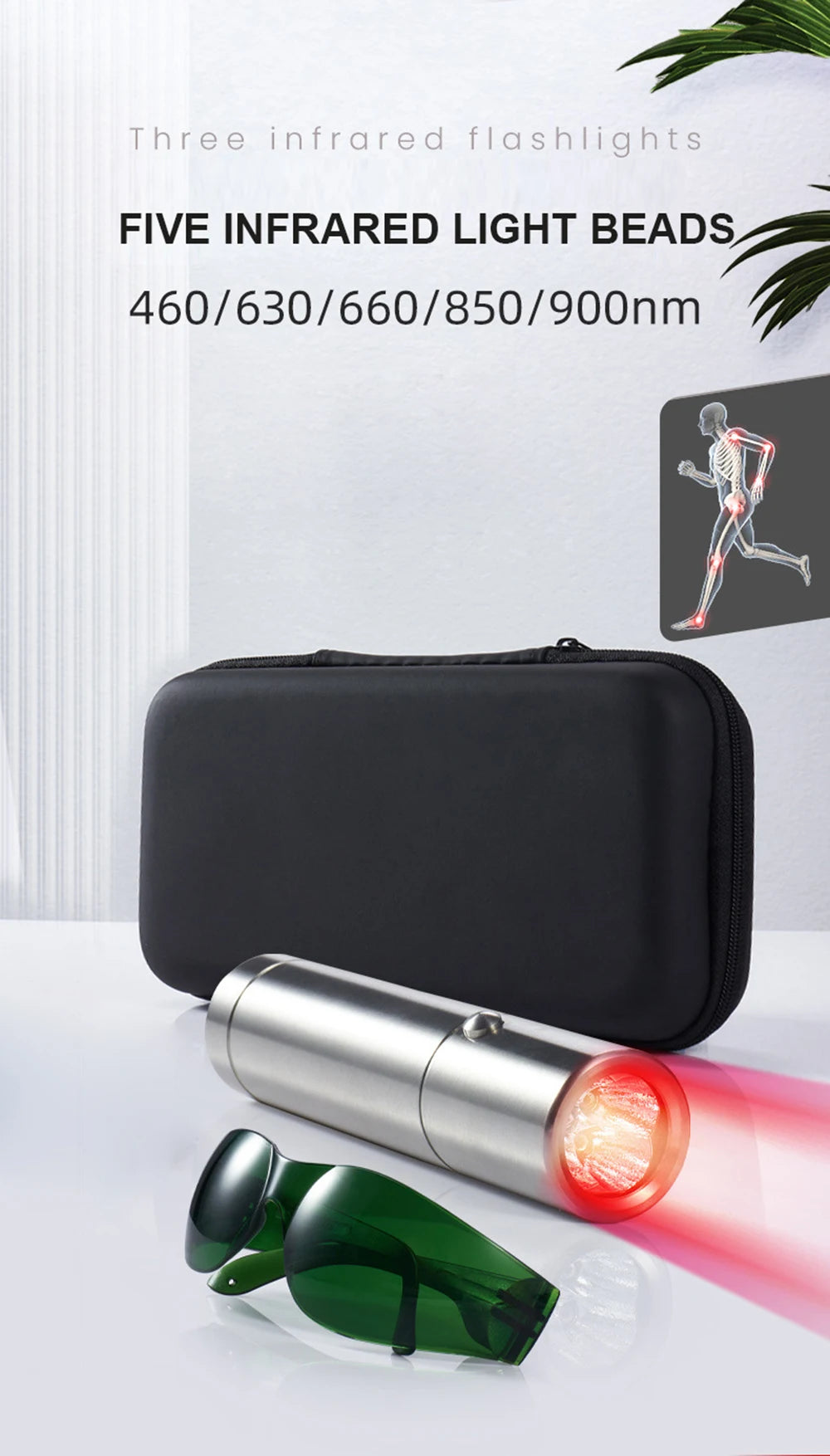 Blue & Red Light Therapy Device with 5 Wavelengths Near Infrared 900nm Light Therapy for Body Relief Acne Treatment Skin Health