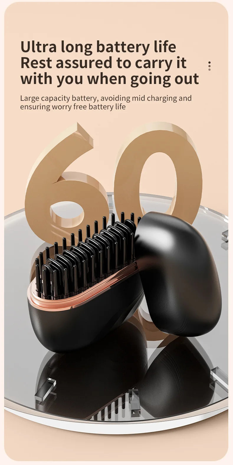 2026 New Mini Straightener Rechargeable Portable Hair Straightener Brush Anti-Scald Shell Cordless USB Charging Straighteners
