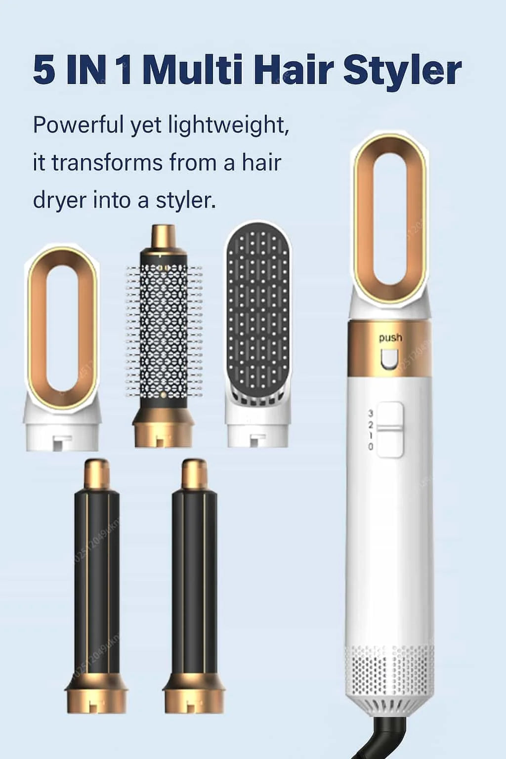 5 In 1 Hair Dryer And Styler Kit With Professional Hot Air Brush Curling Iron Hair Straightener For Curling And Straightening