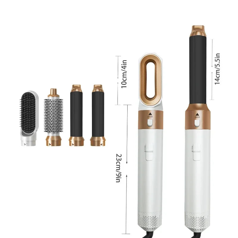 Hair Dryer 5-In-1 Electric Hair Comb Negative Ion Straight Curler Brush Blow Dryer Air Comb Removable Brush Kit Tool