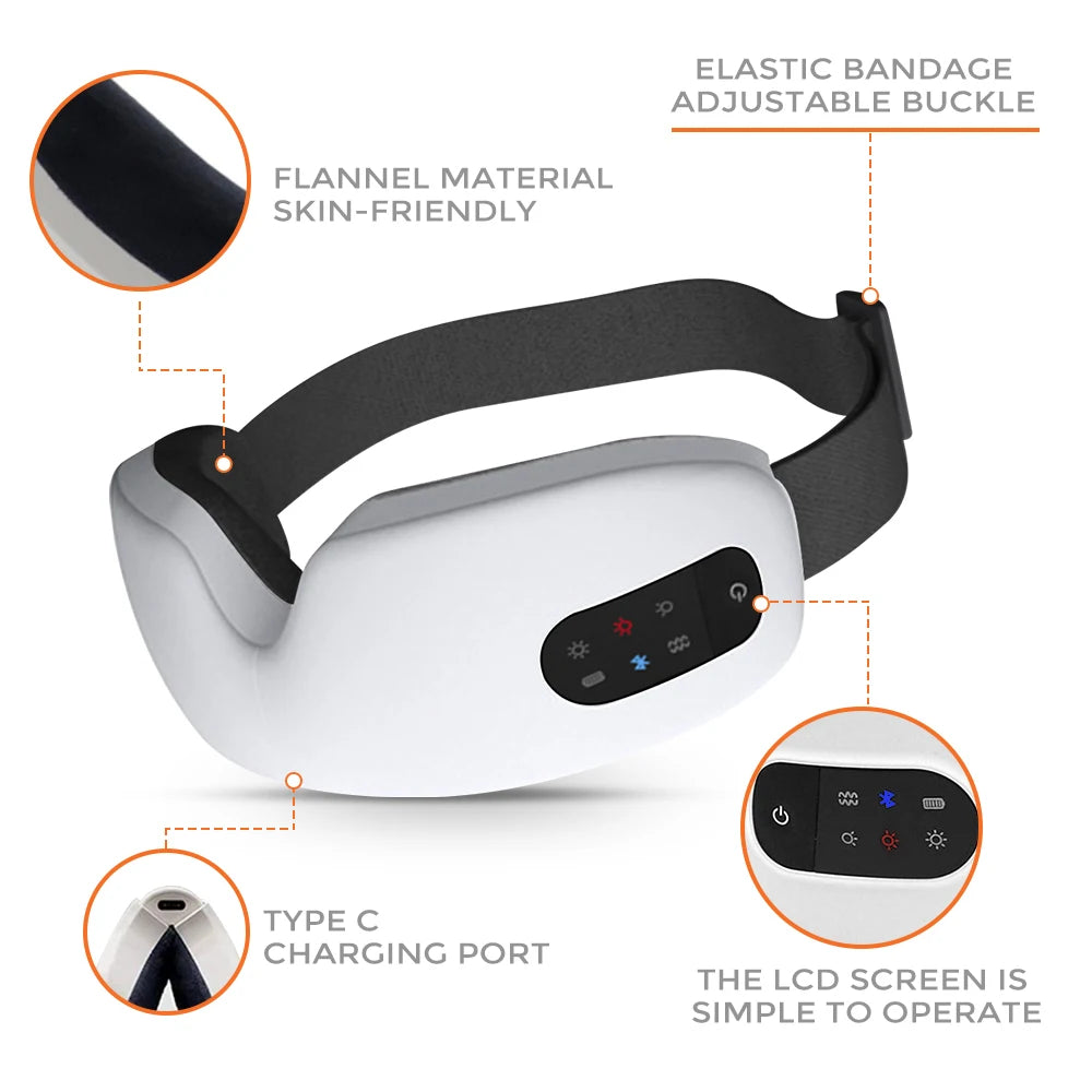 Eye Massager with Heat Smart Eye Care Device with Music for Migraines Relax Reduce Eye Strain Dark Circles Eye Bag Improve Sleep