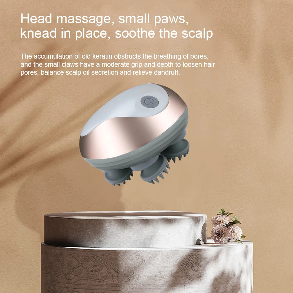Electric Scalp Massager Silicone Head Scalp Kneading Vibration Device 6 Mode for Hair Growth Stress Relax Waterproof Massageador