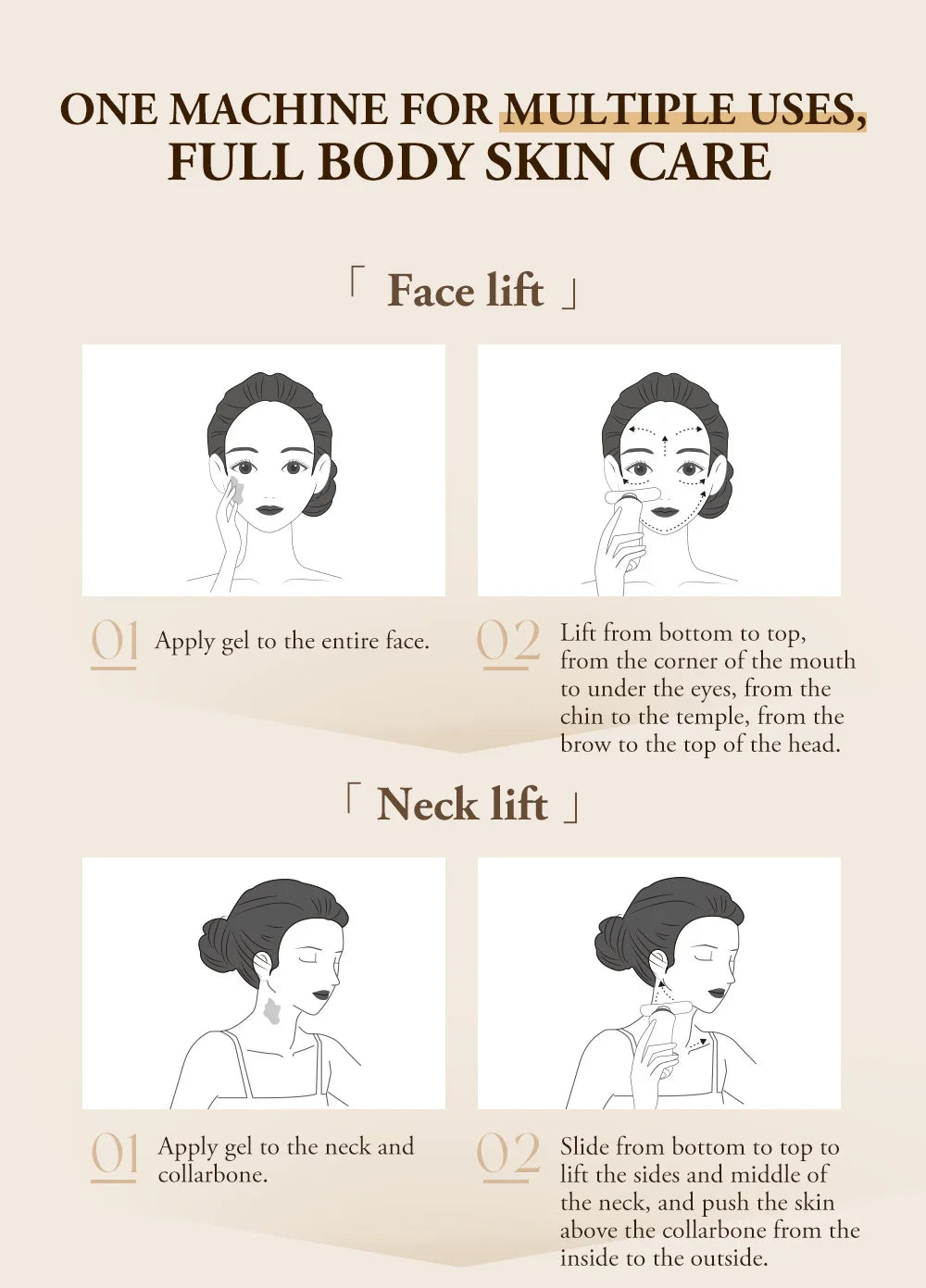 ANLAN Dual Polar Neck Beauty Device with 24K Gold Anti-aging Remove Double Chin Facial Lifting 5 Color LED Warm Facial Massager