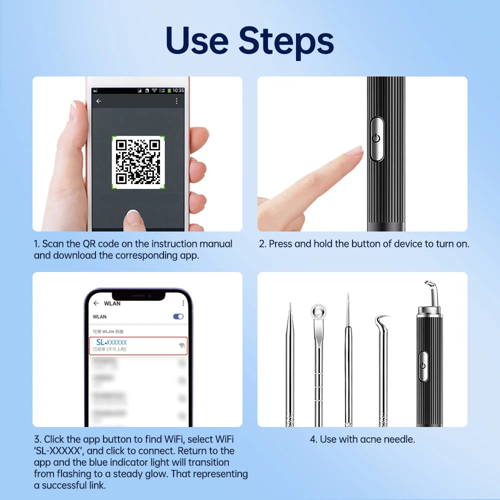Visual Blackhead Remover 1296P HD Camera 50X Magnification Face Pimple Acne Pore Deep Clean Care Set Smart Blackhead Removal