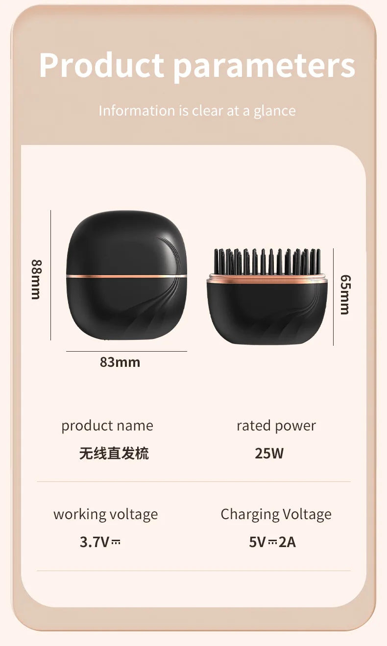 2026 New Mini Straightener Rechargeable Portable Hair Straightener Brush Anti-Scald Shell Cordless USB Charging Straighteners