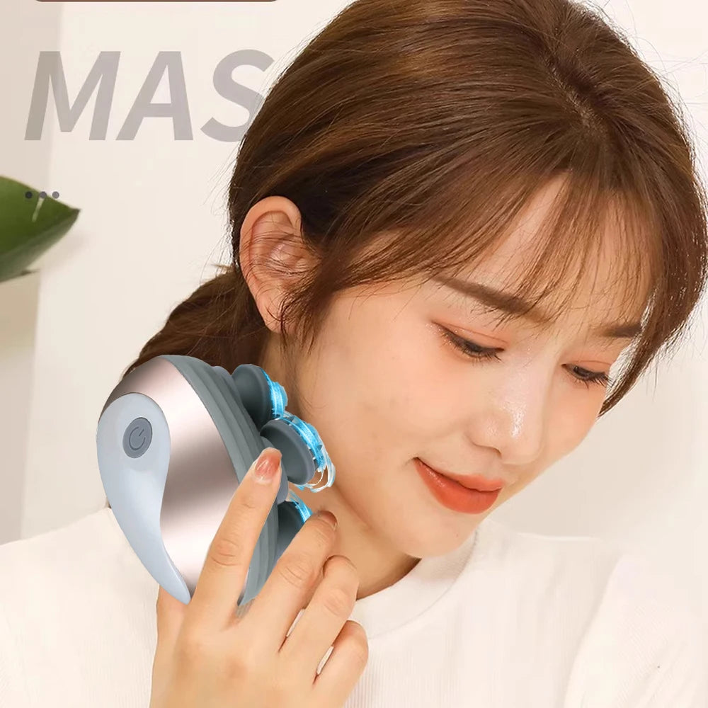 Electric Scalp Massager Silicone Head Scalp Kneading Vibration Device 6 Mode for Hair Growth Stress Relax Waterproof Massageador