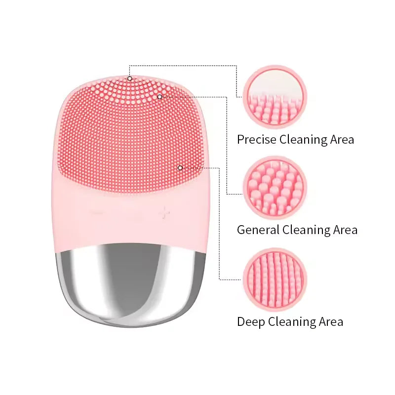 Square Electric Facial Cleansing Brush Silicone Rechargeable Introducer Beauty Device Ultrasonic Face Cleaning Massage Tool