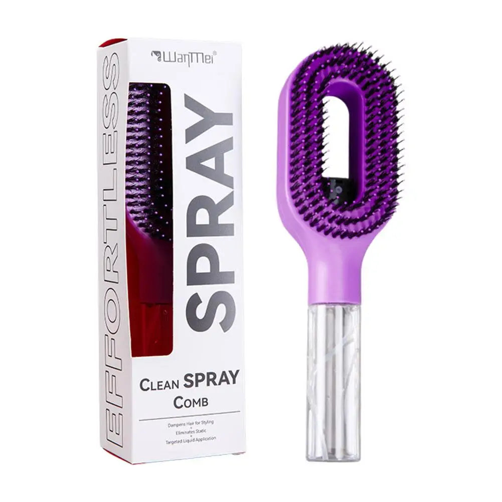 2in1 Sprayer Comb Reusable Water Spray Hair Paddle Brush Soft Bristle Detangler Comb for Daily Hair Moisturizing Styling