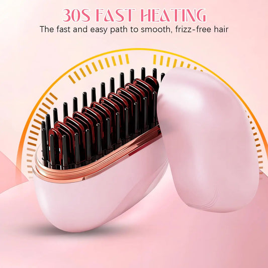 2026 New Mini Straightener Rechargeable Portable Hair Straightener Brush Anti-Scald Shell Cordless USB Charging Straighteners