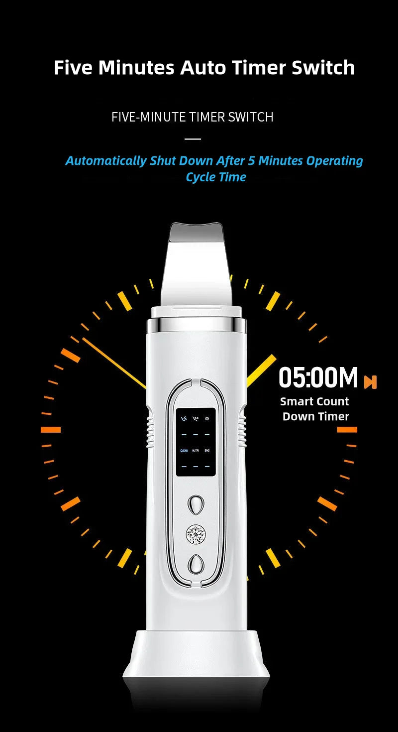 Ultrasonic Skin Scrubber Electric Facial Cleansing Pore Deep Cleanser Acne Blackhead Remover Peeling Shovel Device BeautyMachine