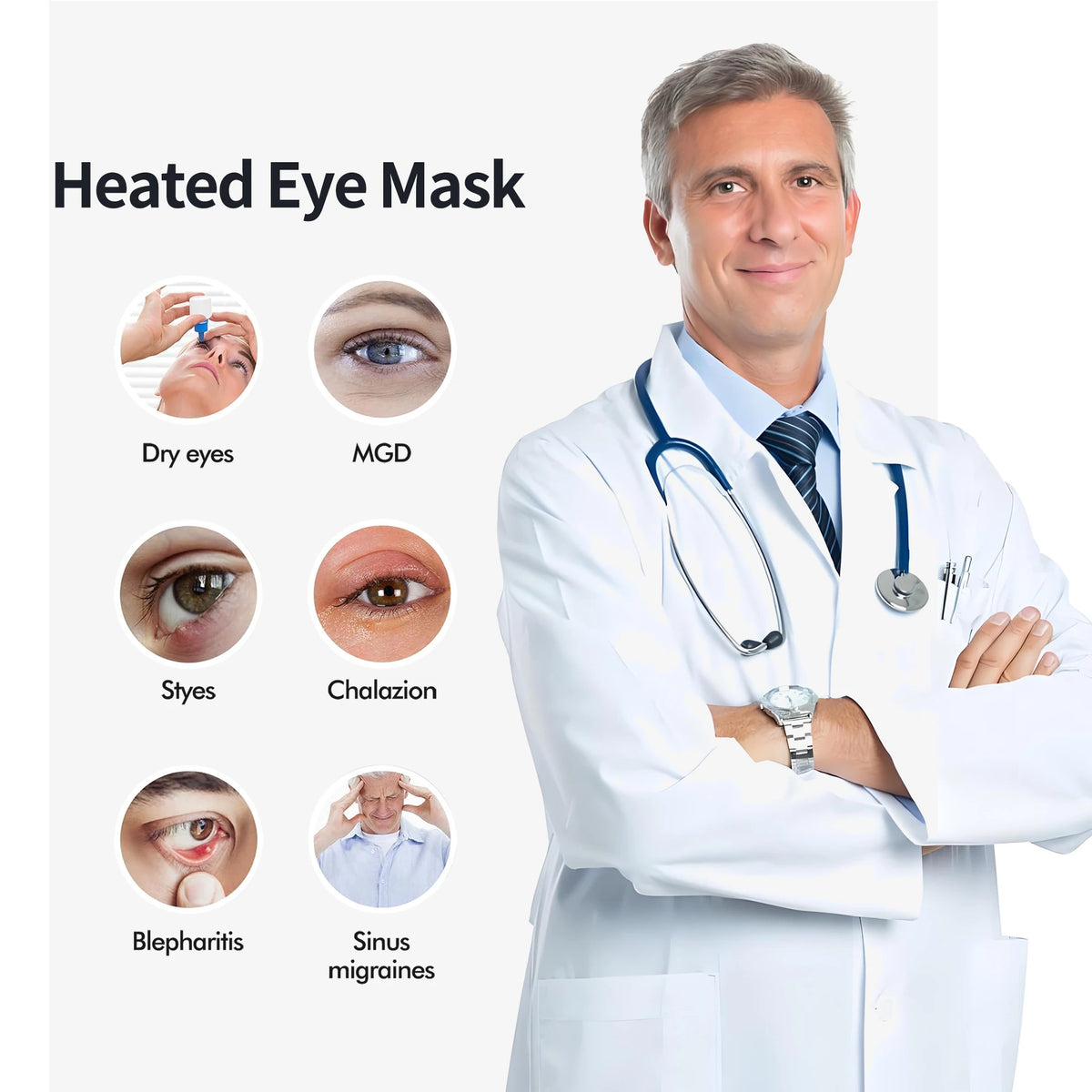 Heating Massage Eye Mask - Hot Compress Relieves Fatigue Dark Circles Aids Sleep 3 Gears Heat & Vibration (For Eye Strain)