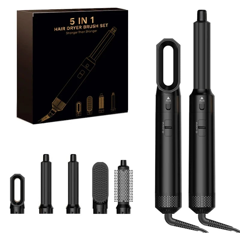 5 In 1 Hair Dryer And Styler Kit With Professional Hot Air Brush Curling Iron Hair Straightener For Curling And Straightening