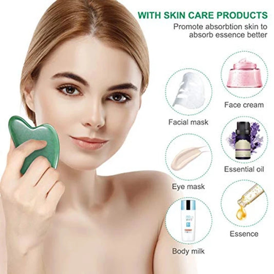 Rose Quartz Natural Jade Roller Massager Guasha Set Obsidian Amethyst Gouache Scraper Facial Lifting Massage Tools With Gift Box