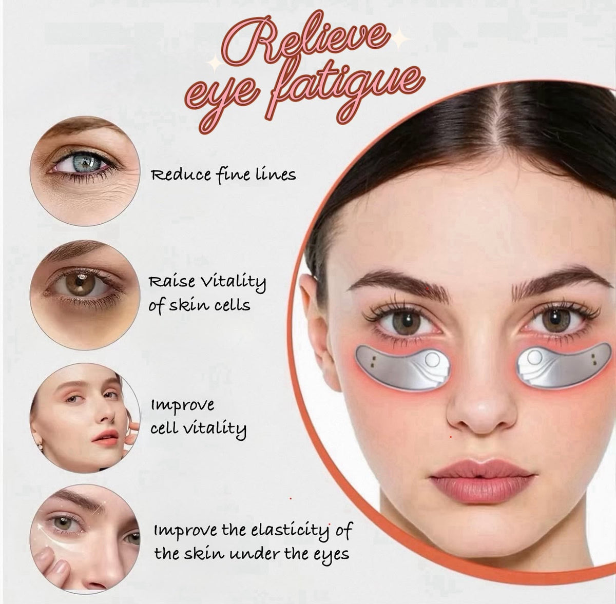 Wireless electric EMS micro current eye care massager, eye LED red light sticker, beauty instrument, eye massage equip